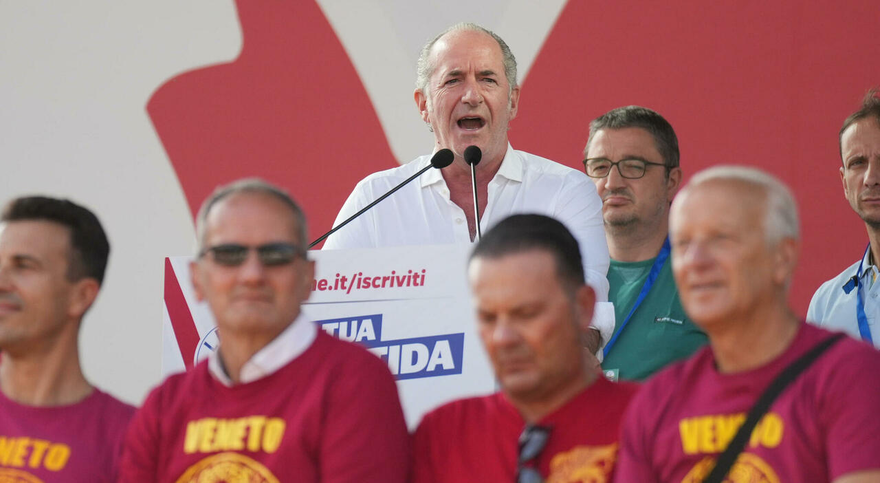 Zaia a Pontida lancia Alberto Stefani e un altolà agli alleati: «Per il Veneto un leghista, sennò sarà un problema»