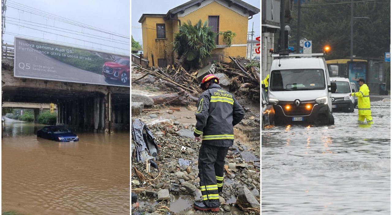 maltempo milano e lombardia temporali e frane in tutta la regione esonda il seveso evacuata una scuola allagato il tribunale frane a como