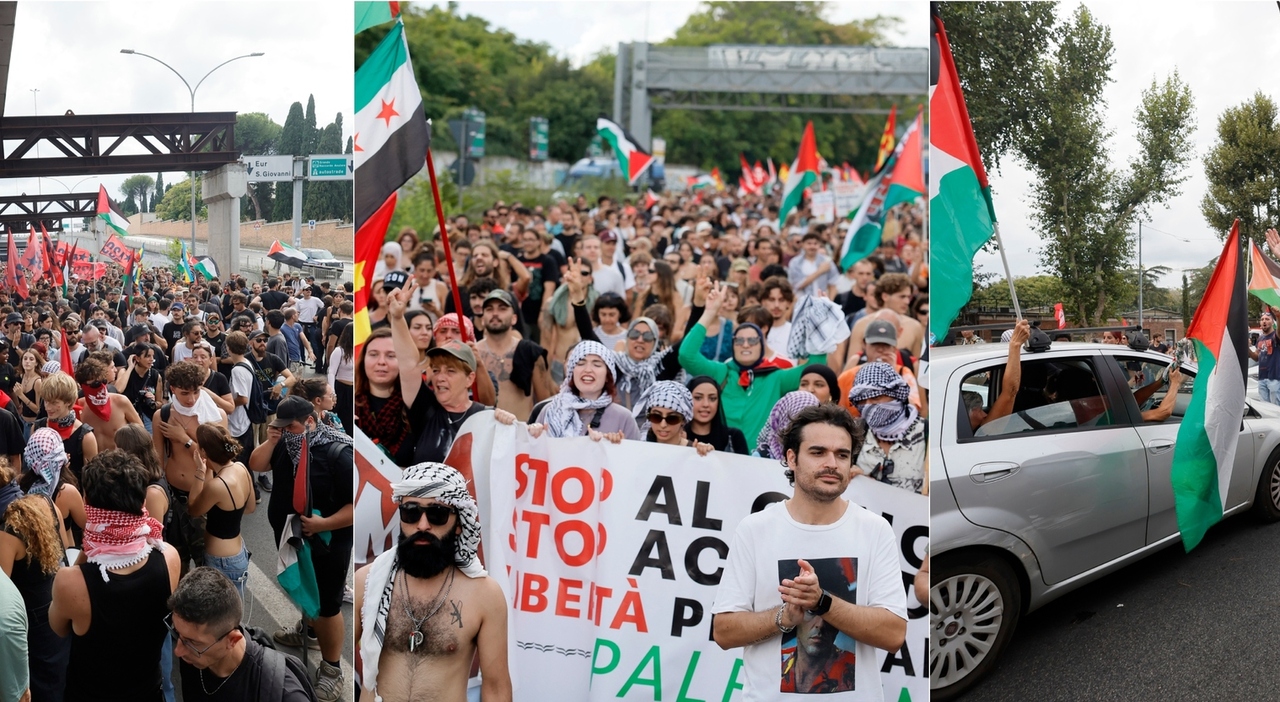 roma il corteo per gaza raggiunge la tangenziale ora blocchiamo tutto poi l ingresso a la sapienza occupata la facolt224 di lettere