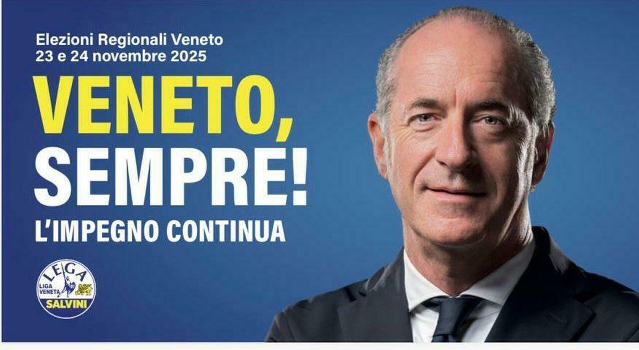 Luca Zaia, il ringraziamento al presidente uscente sui manifesti: 