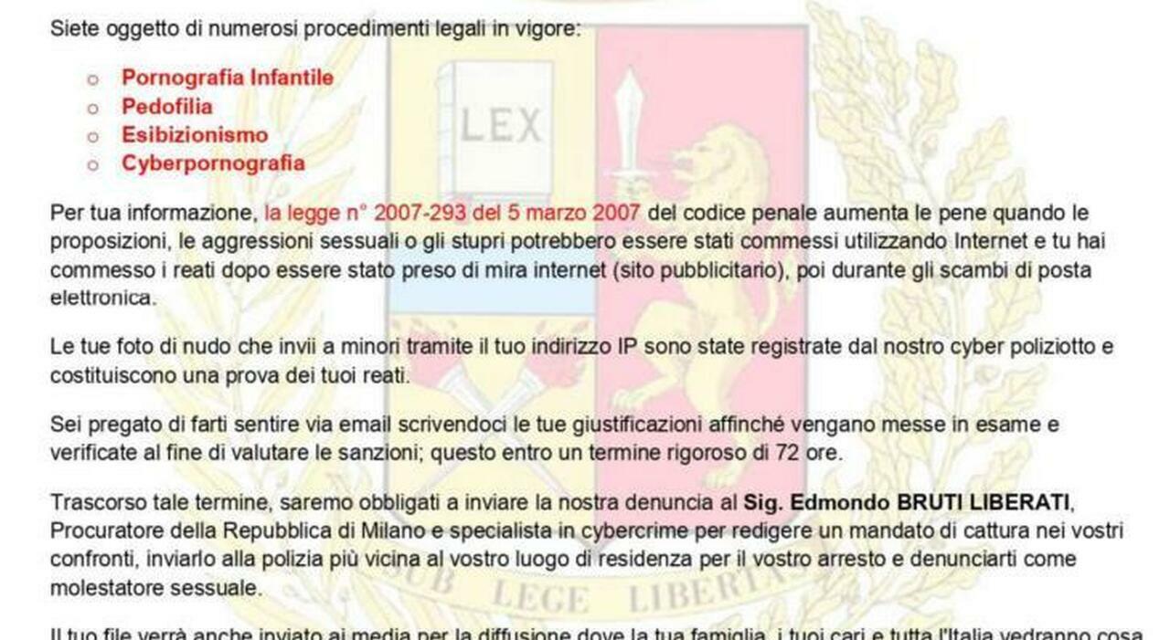 Ancona, mail trappola: «È indagato per pedofilia». Versa 20mila euro agli impostori del web