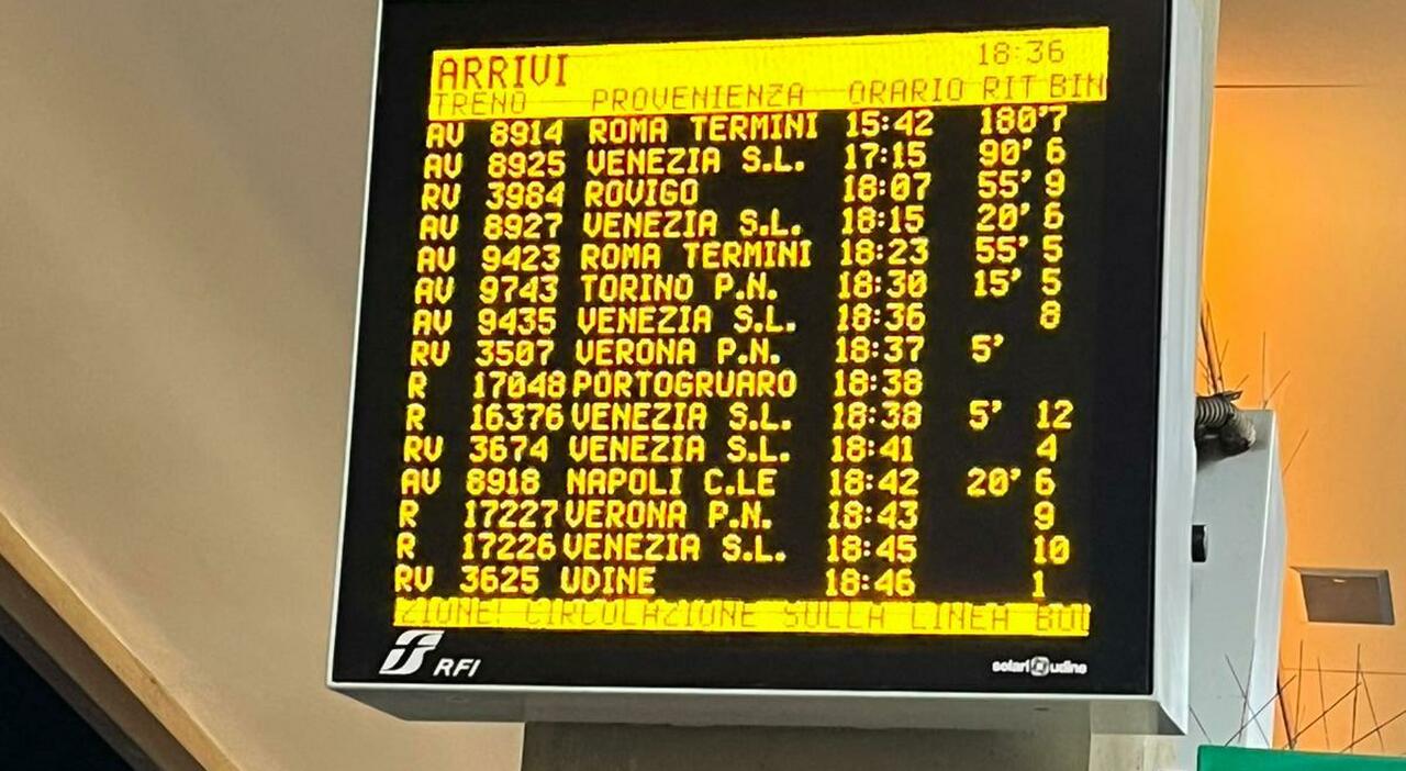 Treni, ritardi fino a 3 ore sulla linea Bologna Venezia per una persona investita Treni, ritardi fino a 3 ore sulla linea Bologna Venezia per una persona investita