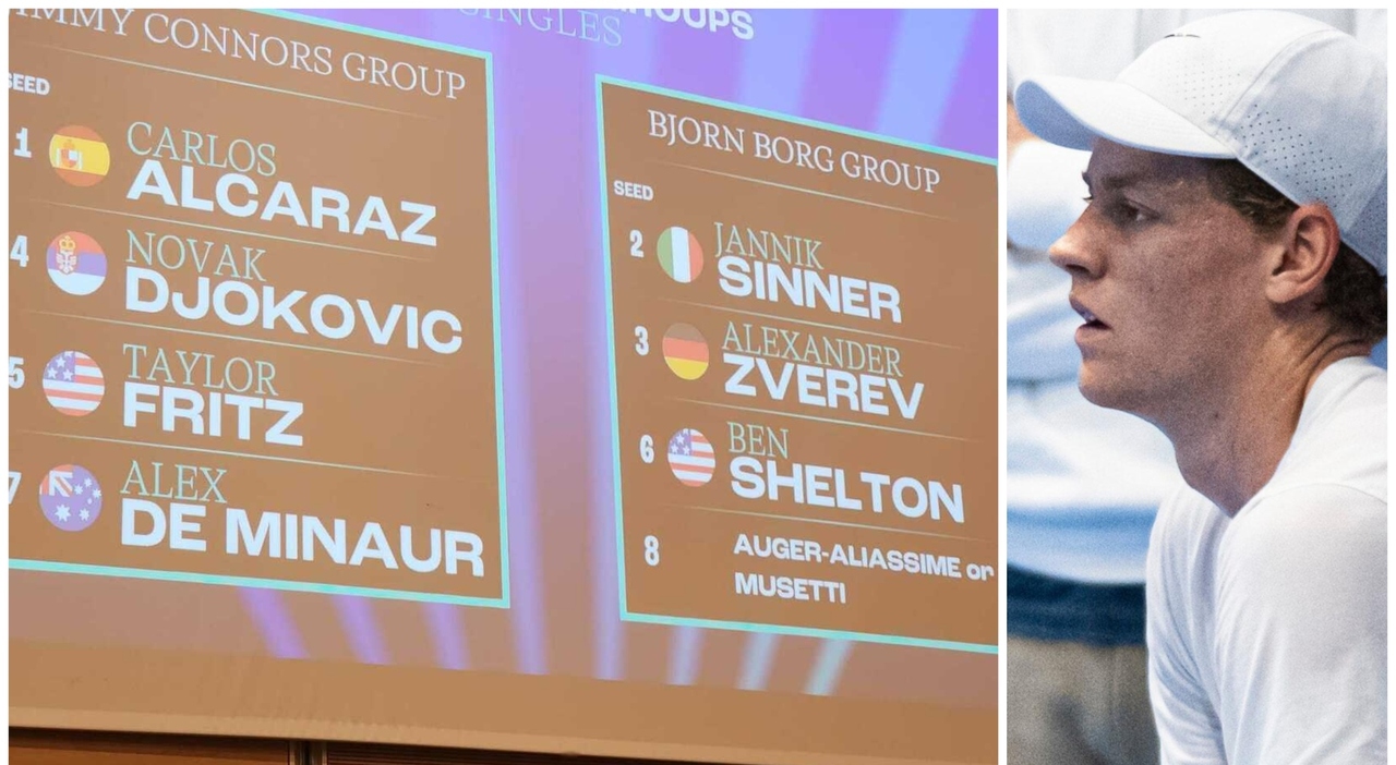 Sorteggio ATP Finals: Jannik Sinner insieme a Alexander Zverev, Ben Shelton e uno tra Auger-Aliassime/Musetti