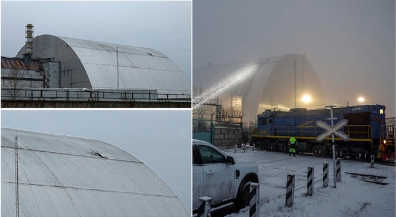 Chernobyl, la cupola del reattore nucleare danneggiata dai droni. Gli ispettori Aiea: «Fuoriuscita di radiazioni, agire subito» Chernobyl, la cupola del reattore nucleare danneggiata dai droni. Gli ispettori Aiea: «Fuoriuscita di radiazioni, agire subito»