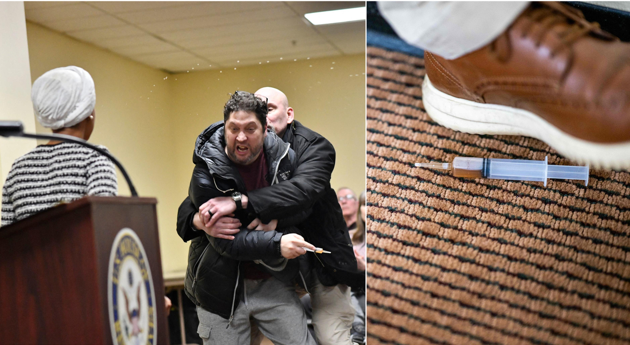 Minneapolis, la deputata dem Ilhan Omar aggredita a un comizio con una siringa. Trump: «Un Minneapolis, la deputata dem Ilhan Omar aggredita a un comizio con una siringa. Trump: «Un