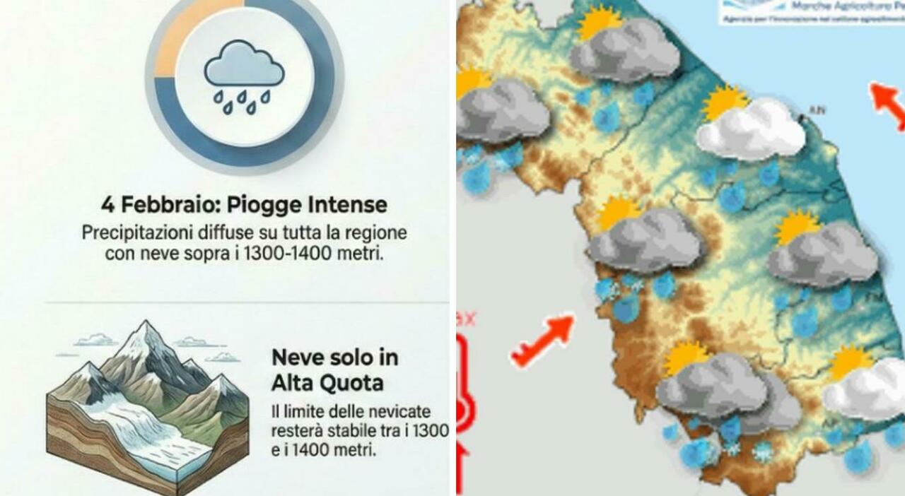 Ondate di pioggia sulle Marche, dopo un lieve miglioramento ?torna il maltempo (con la neve)