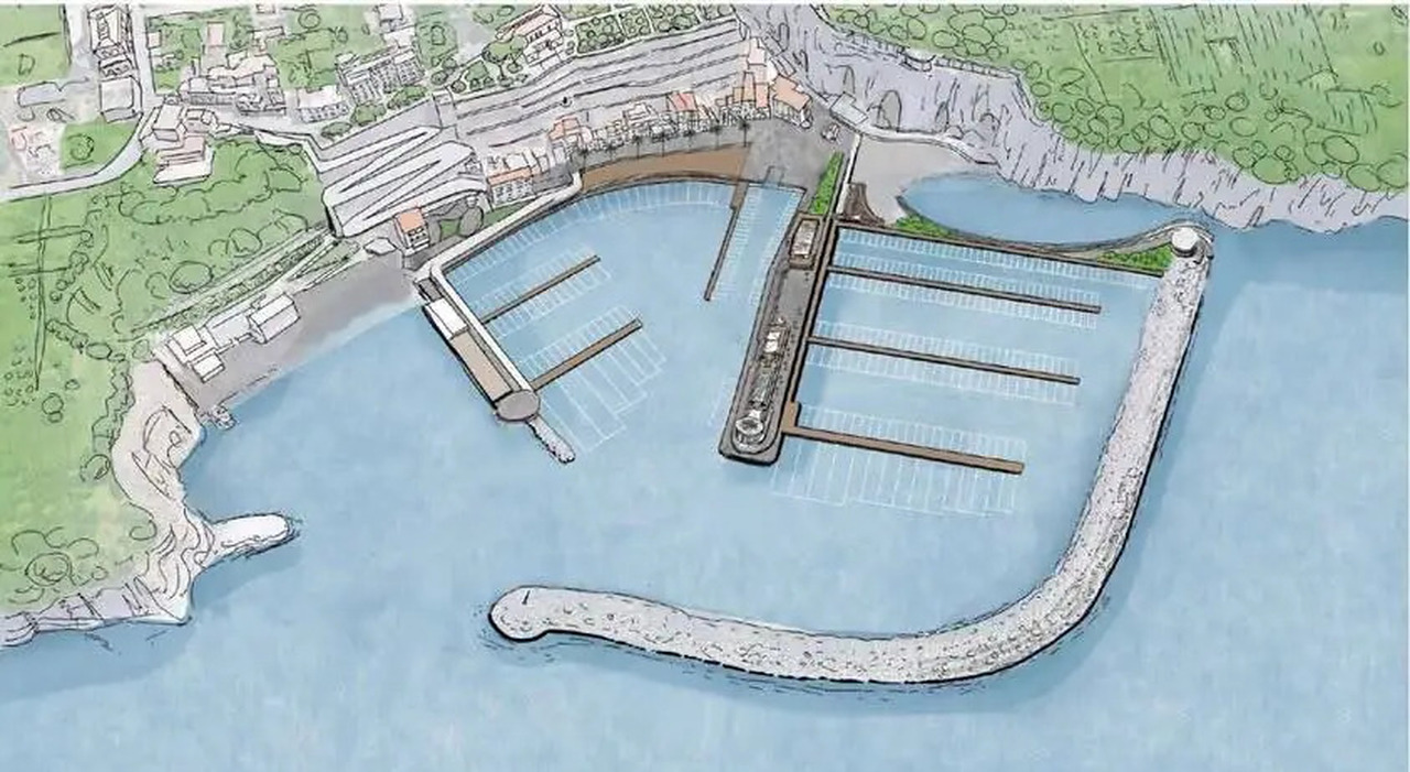 Il disegno del progetto del porto in zona Sorrento