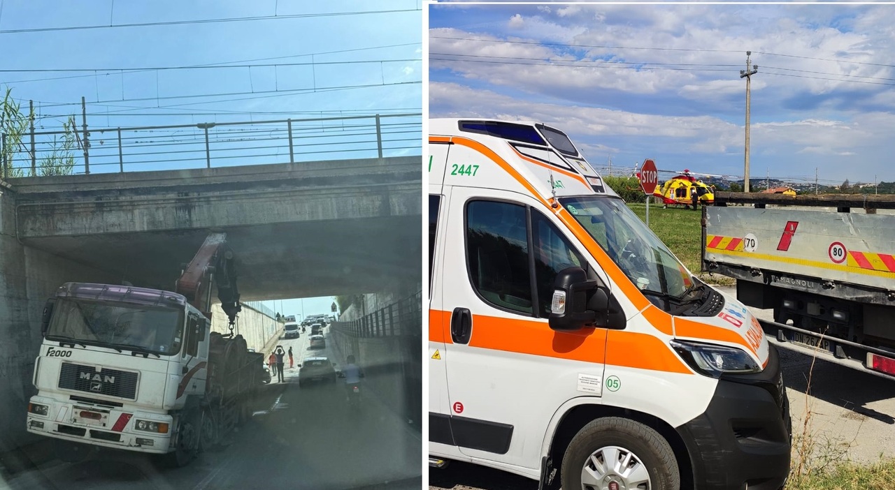 porto recanati il camion con la gru s incastra nel sottopassaggio conducente in codice rosso da Corriereadriatico.it porto recanati il camion con la gru s incastra nel sottopassaggio conducente in codice rosso
