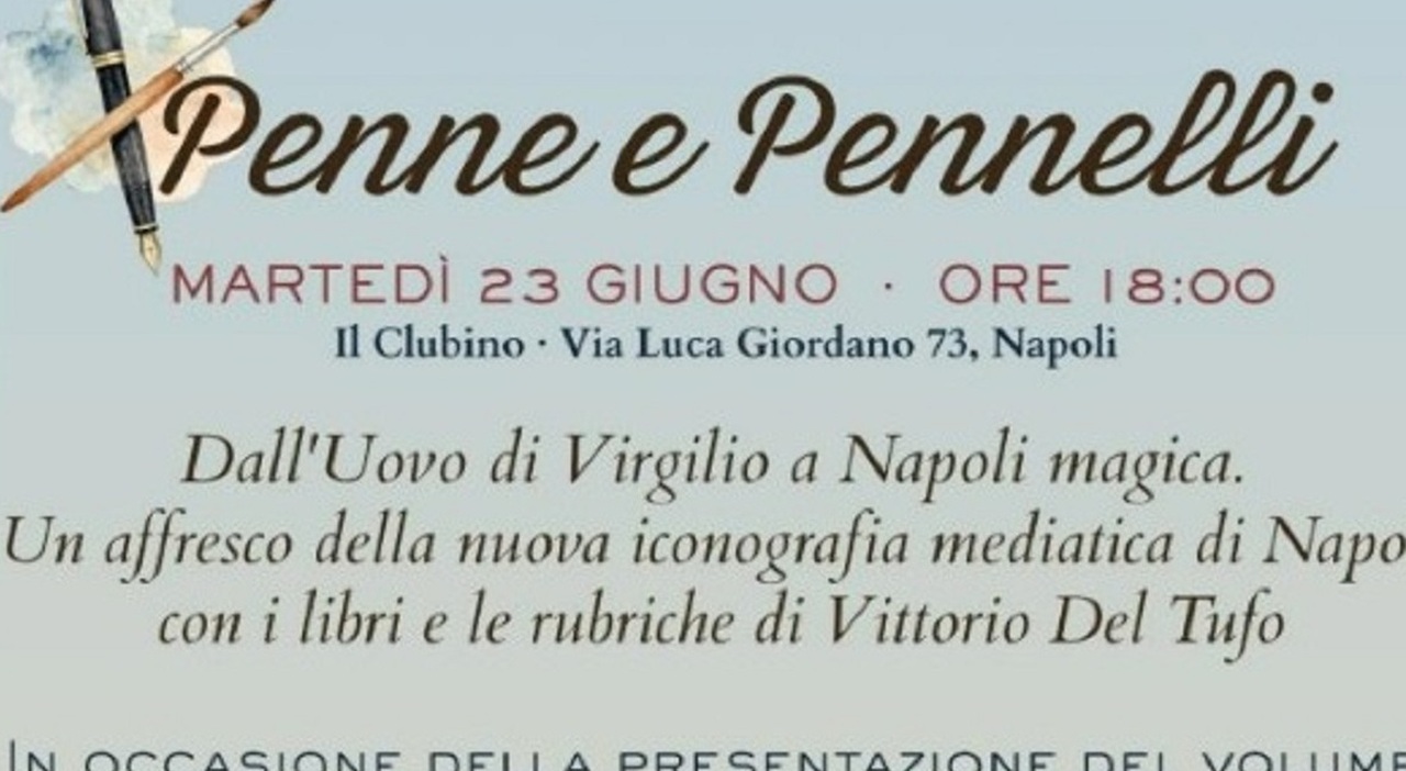 Napoli, Vittorio Del Tufo protagonista di Penne e pennelli martedì 23 giugno