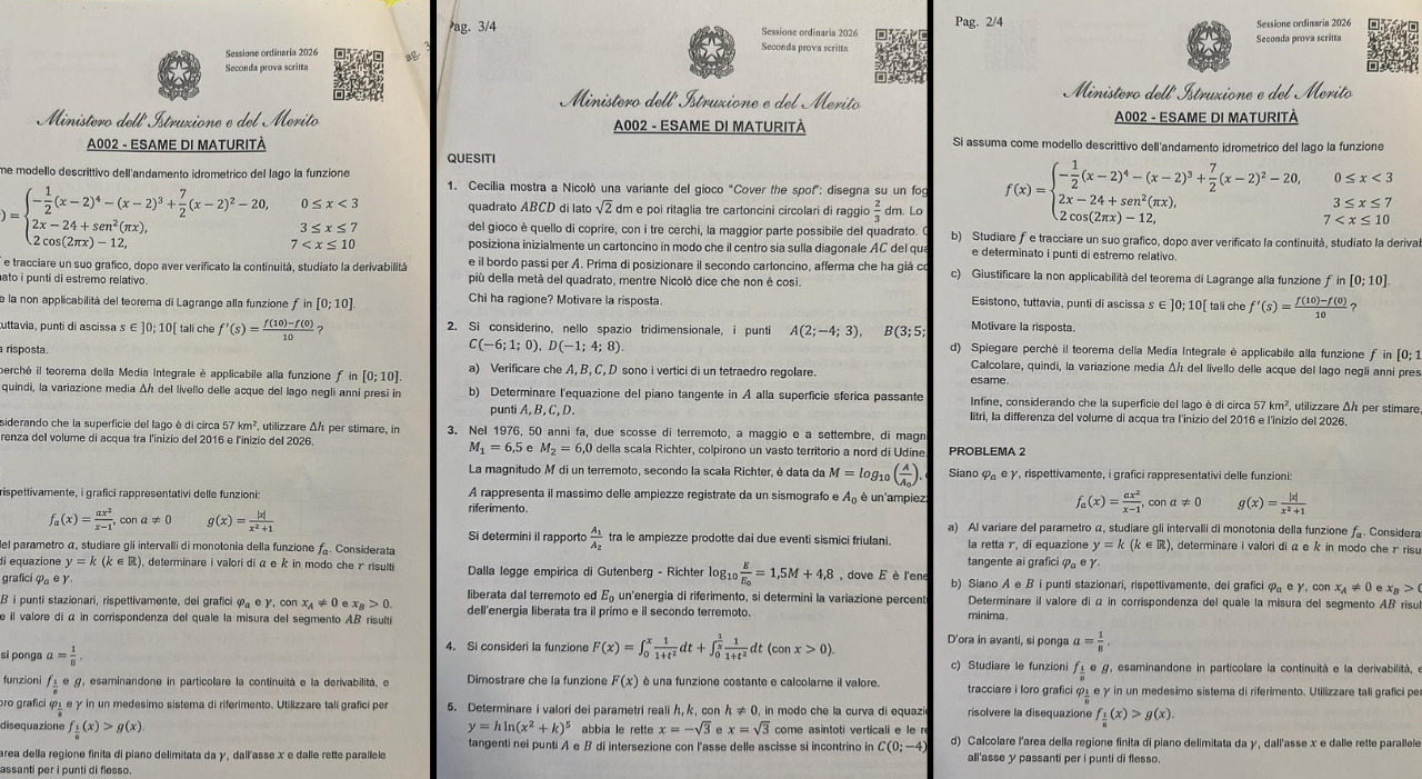 Maturità 2026, le soluzioni della seconda prova di matematica: svolgimento e risultati di problemi e quesiti