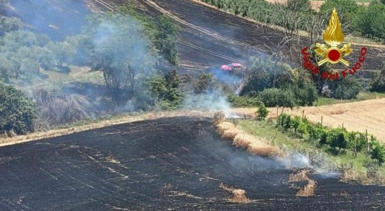 L?incendio minaccia le case: Montegranaro sotto scacco, chiusa la strada. Famiglie evacuate per precauzione