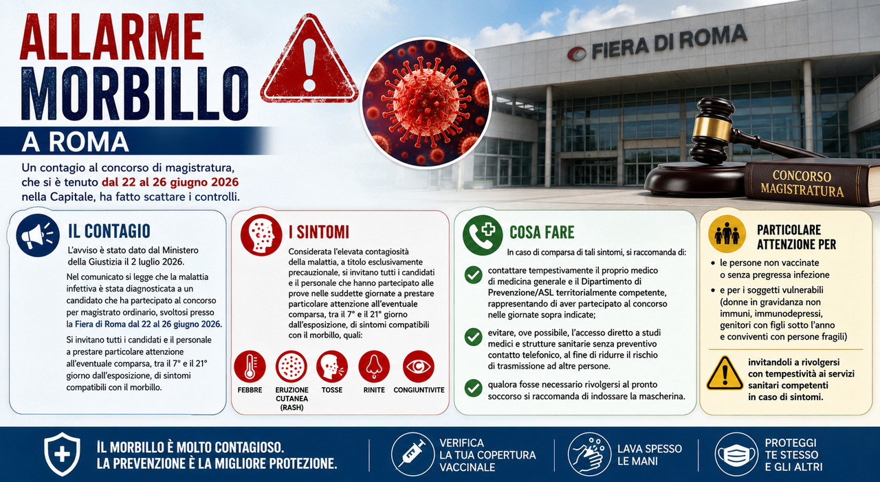 allarme morbillo a roma contagio al concorso di magistratura scattano i controlli su oltre 3000 candidati sintomi e cosa fare