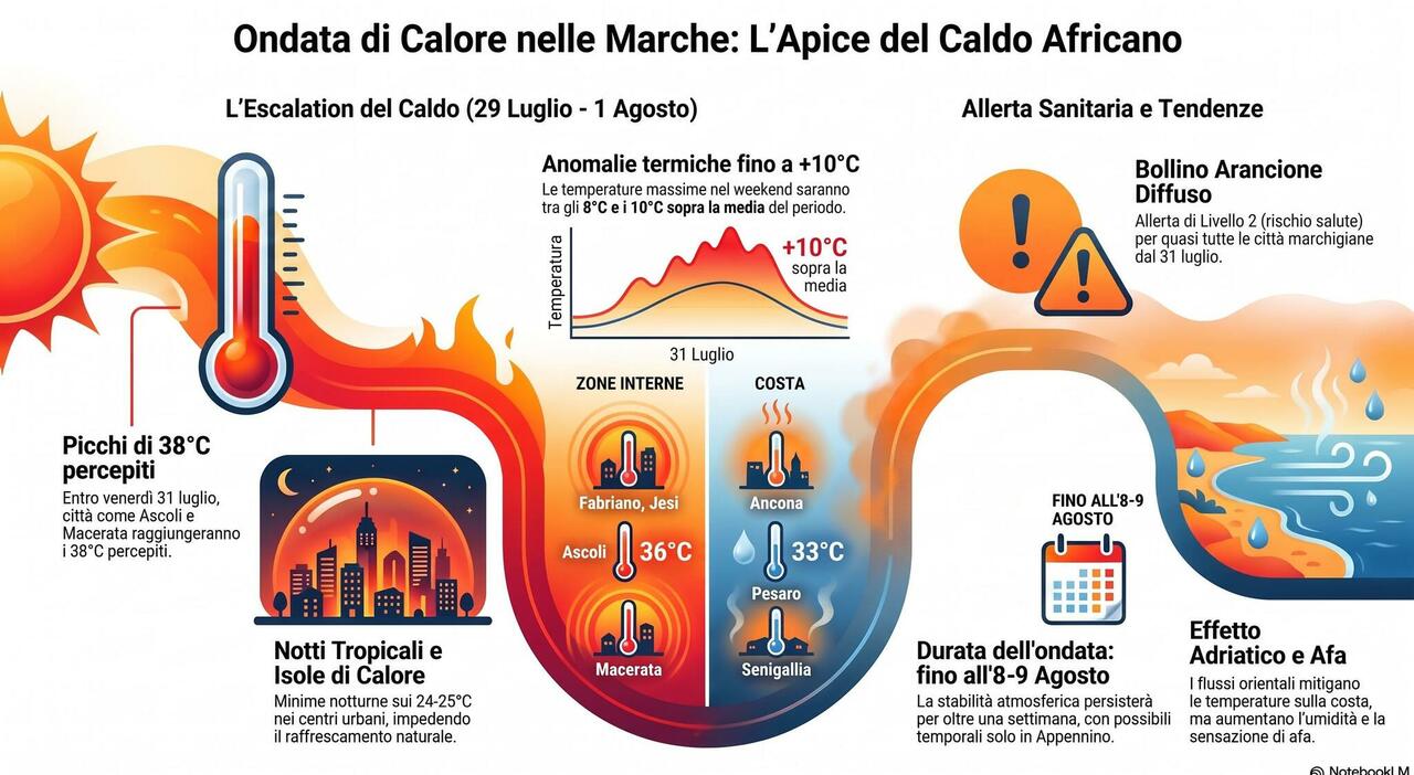 marche temperature fino a 38176afa pomeridiana e notti tropicaliquanto durer224 il caldo africano da Corriereadriatico.it marche temperature fino a 38176afa pomeridiana e notti tropicaliquanto durer224 il caldo africano