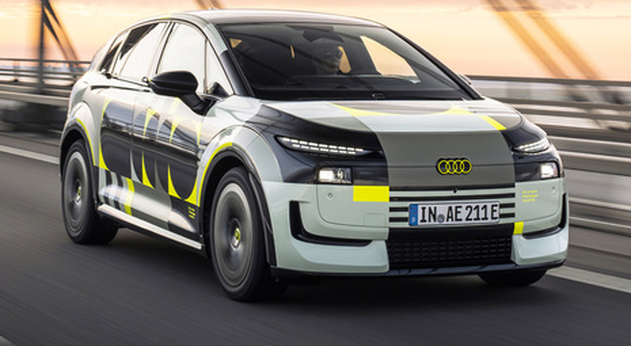 L'Audi A2 e-tron cafuffata durante gli ultimi test
