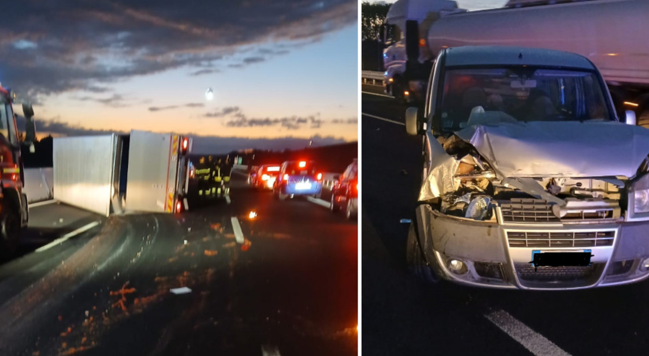 auto tampona un tir sull a4 il mezzo pesante sbanda e si ribalta morto il conducente code e rallentamenti