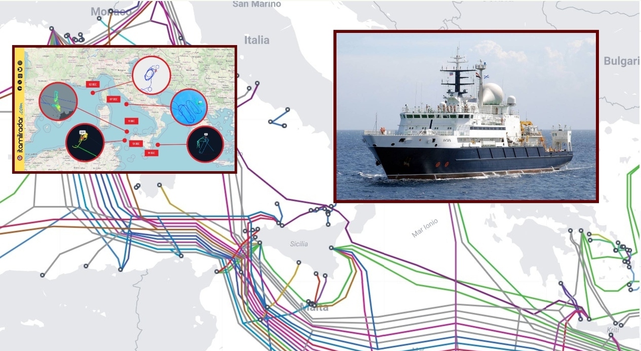 Russia, la nave spia Yantar nel Tirreno? Le cinque missioni Nato (anche di fronte a Roma) per monitorarla, allarme cavi sottomarini