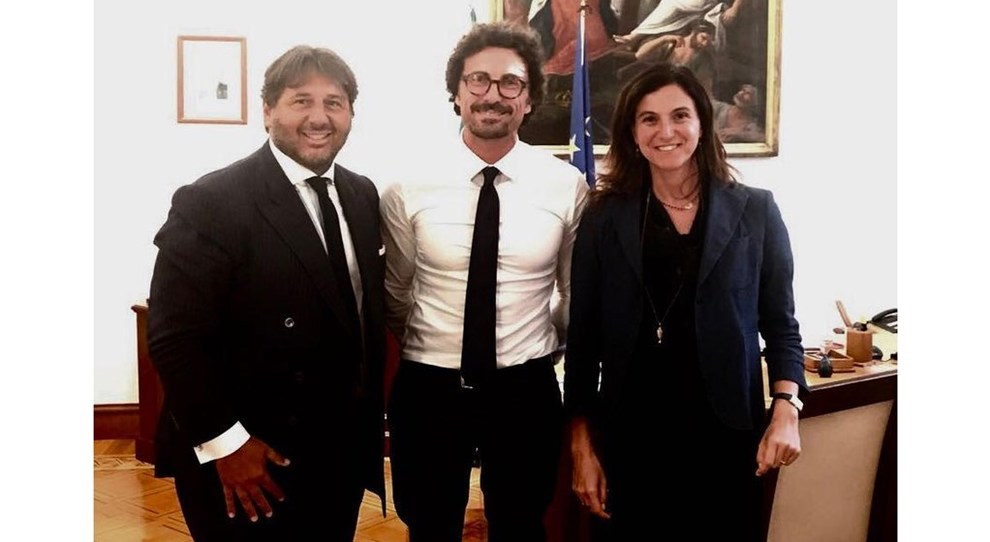 Da sinistra Lamberto Tacoli, il ministro Danilo Toninelli e Giovanna Vitelli dopo l'incontro al MIT