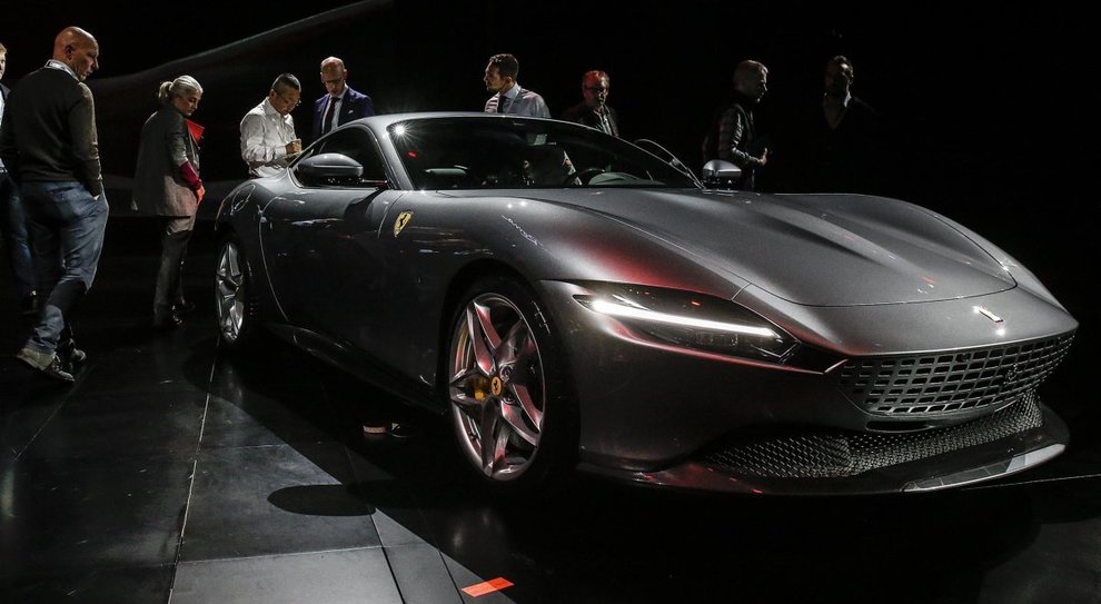 La Ferrari Roma durante la presentazione al Foro Italico