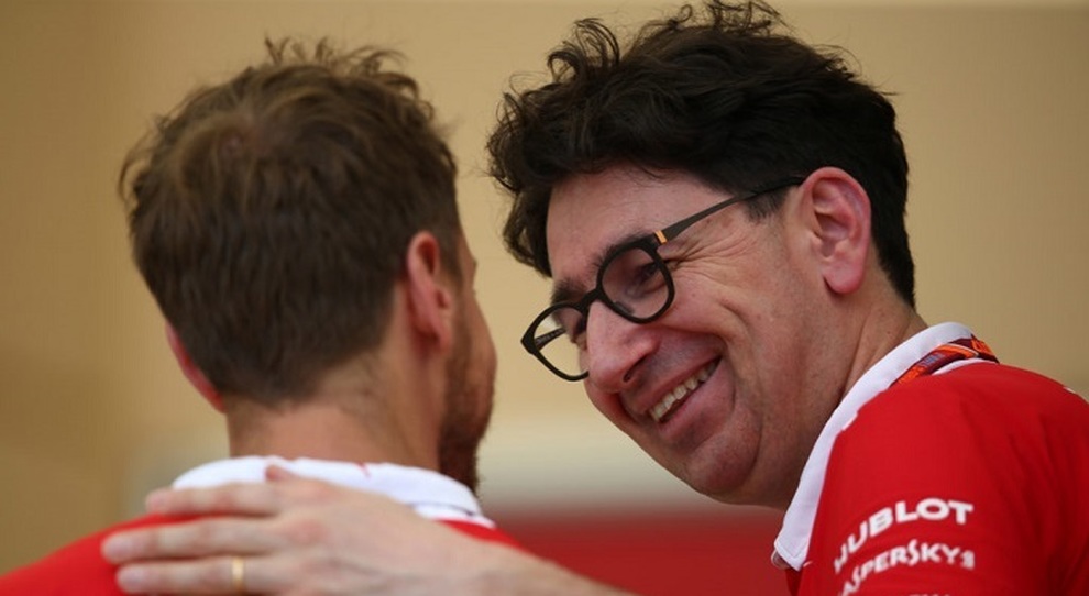 Mattia Binotto con Sebastian Vettel