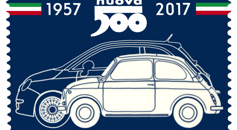 Il francobollo dedicato ai 60 anni della Fiat 500