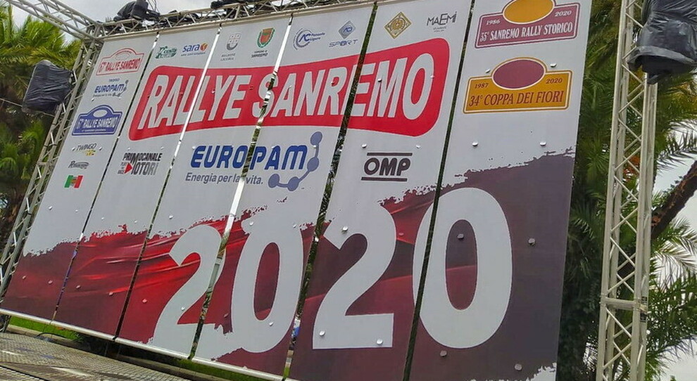 Un manifesto pubblicitario del rally di San Remo edizione 2020