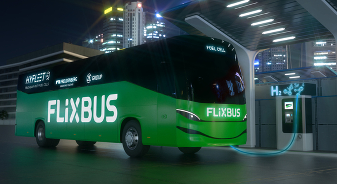 Il rendering di un bus a idrogeno di Flixbus