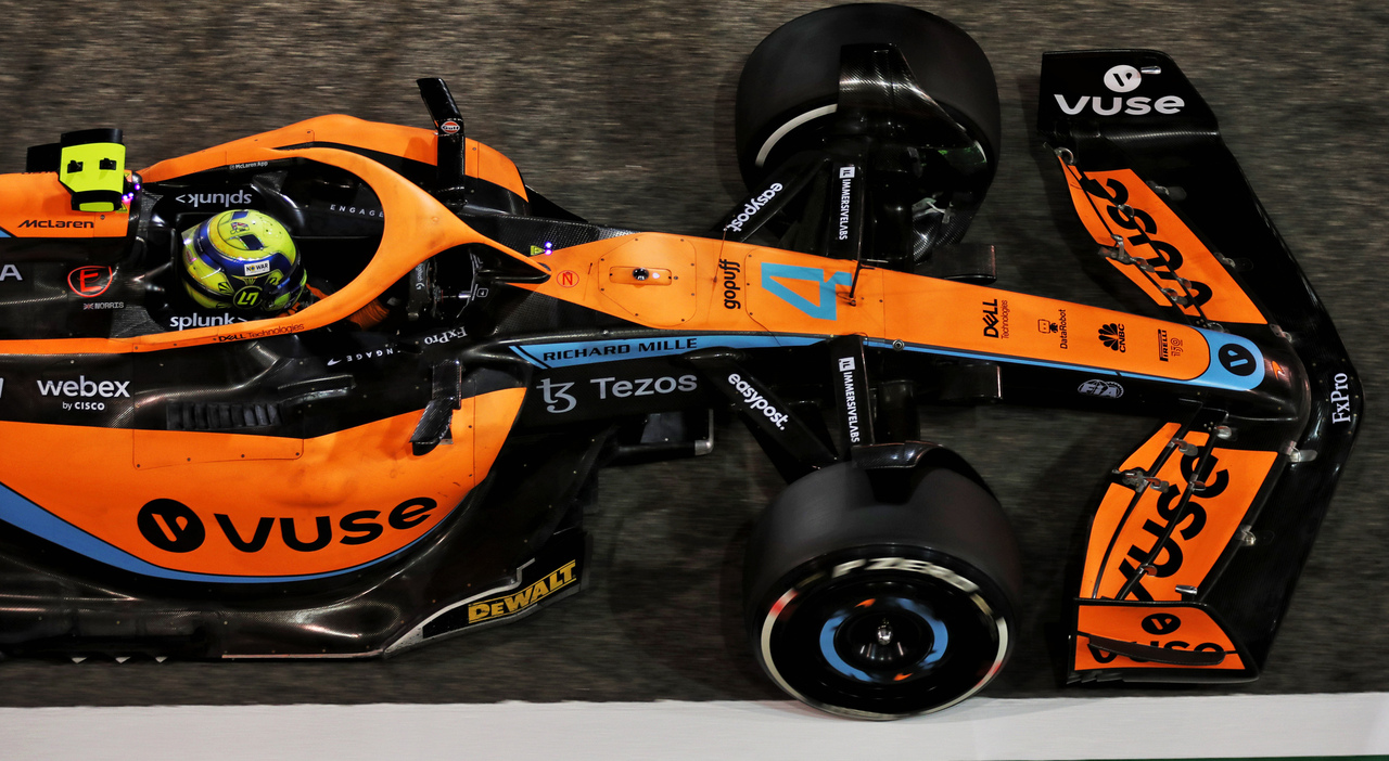 La McLaren di Norris nelle prove del Bahrain