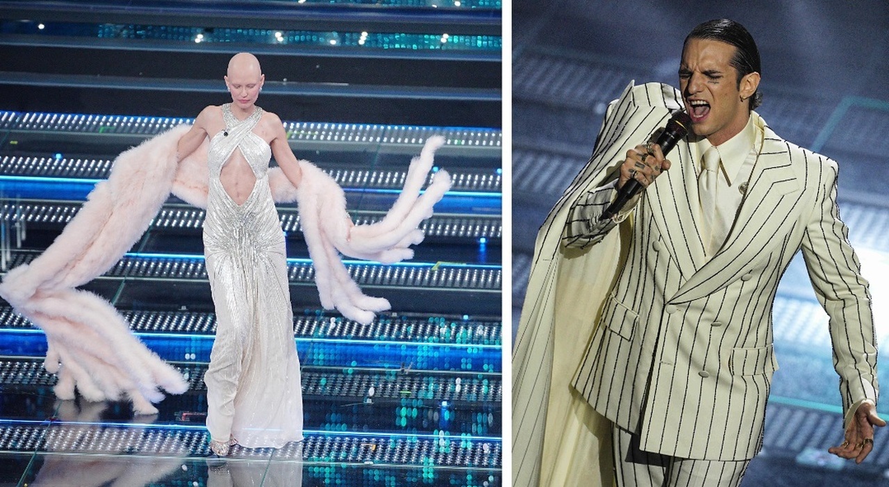 Sanremo 2025, le pagelle dei look della seconda serata: Damiano David doppio colpo (9), Achille Lauro gangster (8), Bianca Balti mostra la cicatrice (9)