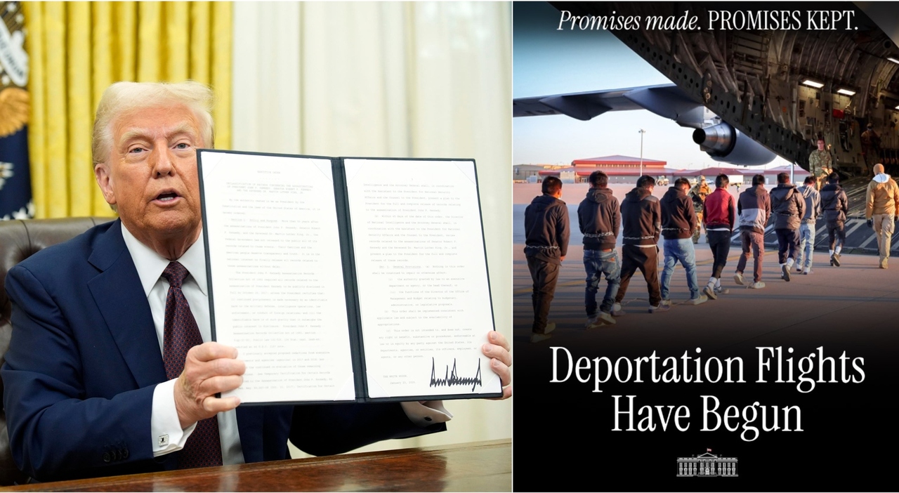 Trump: «Dazi all'Italia? Vedremo, Meloni mi piace». E posta la foto dei migranti espulsi in catene. Wp: pronto