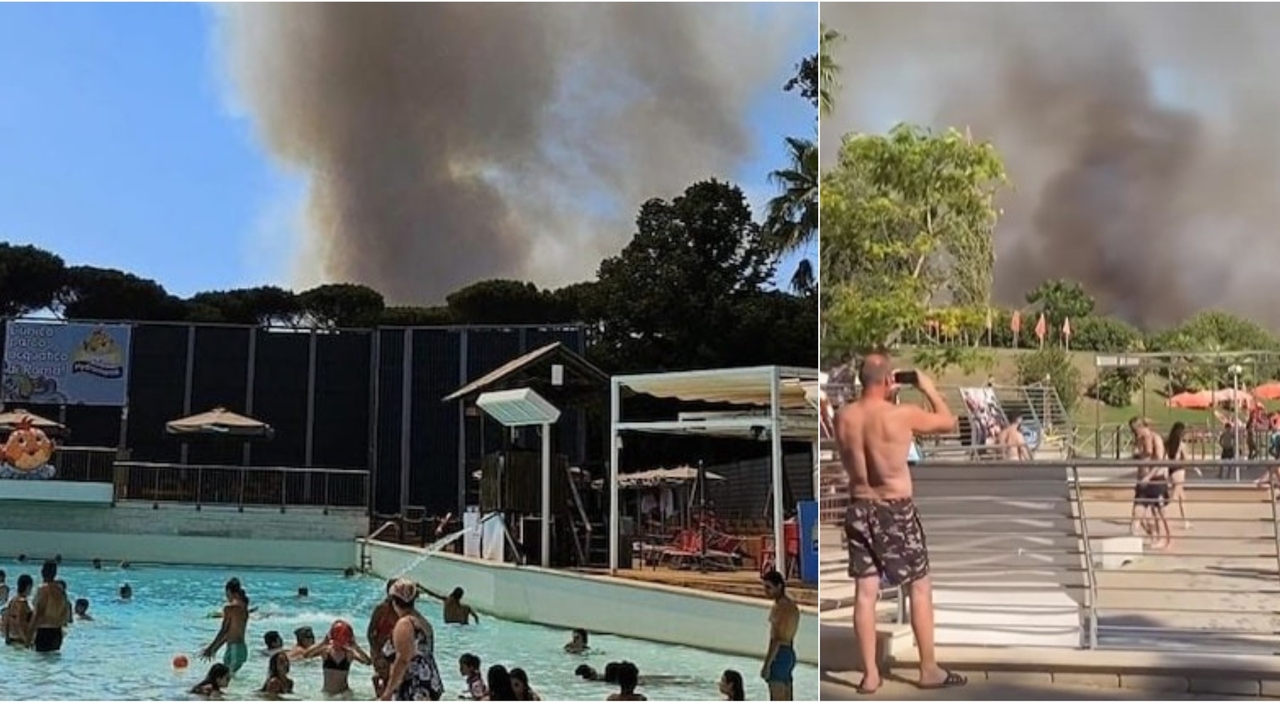 Roma, incendio in via della Pisana: evacuato parco acquatico Hydromania, persone intossicate. Cenere e fumo fino in Centro