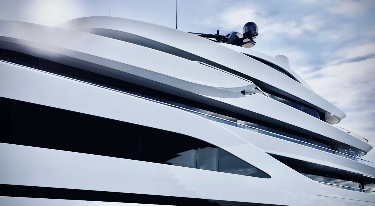 Un dettaglio di un mega yacht Admiral