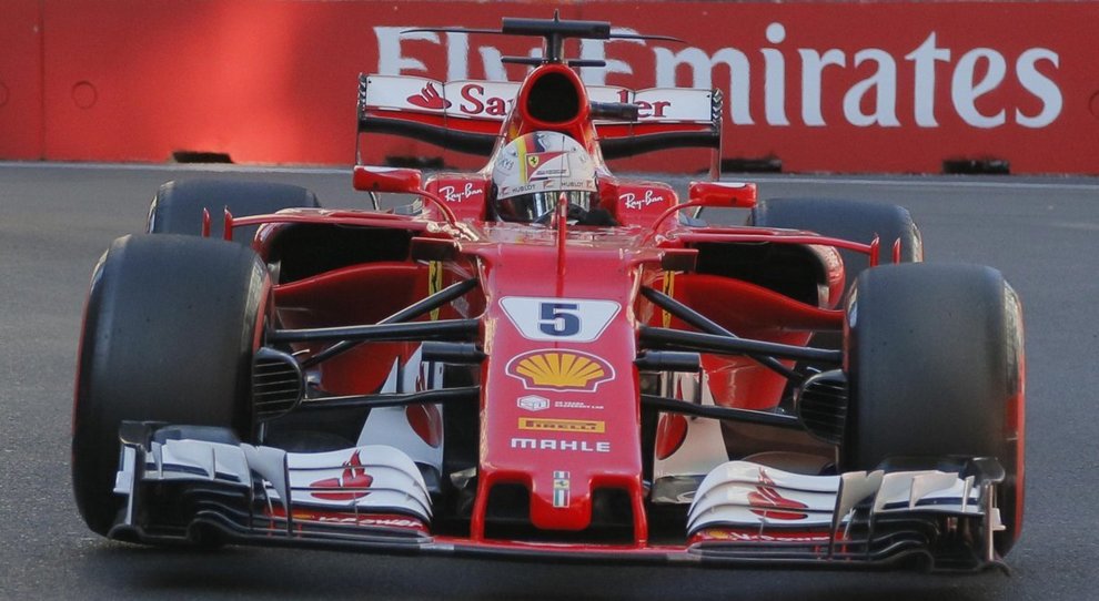 La Ferrari di Sebastian Vettel a Baku