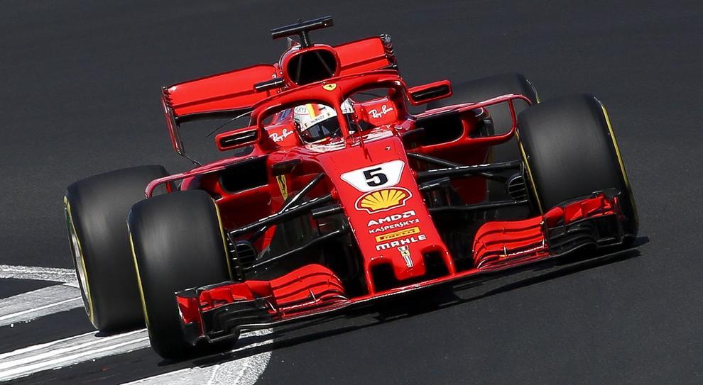 La Ferrari SF71H di Sebastian Vettel a Silverstone