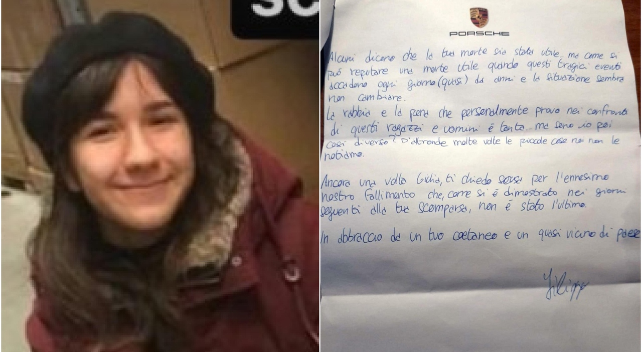 Ein junger Mann schreibt einen Brief an Giulia Cecchettin und reflektiert über seine Beziehung