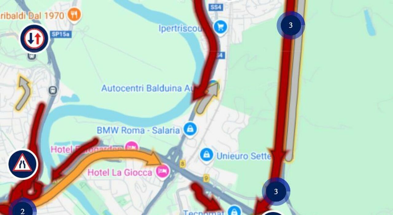 1,4 km di coda, il traffico è in tilt