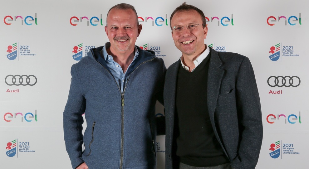 Fabrizio Longo (a sinistra), direttore di Audi Italia e Francesco Venturini, responsabile di Enel X