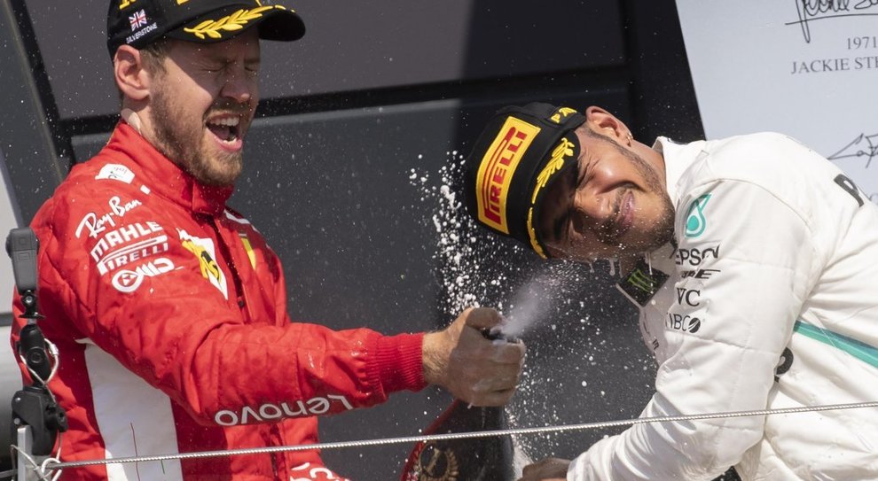 Vettel e Hamilton sul podio di Silverstone