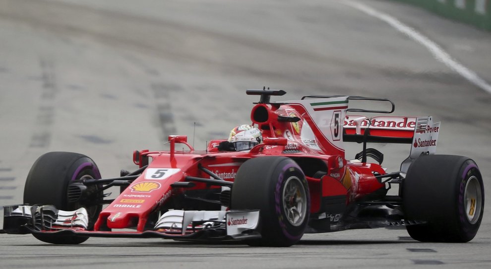 La Ferrari SF70-H di Sebastian Vettel a Singapore