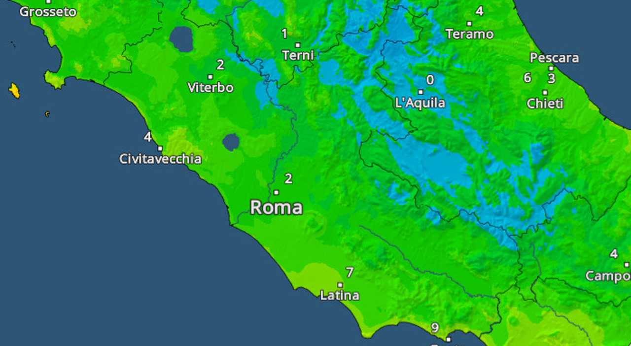 Previsioni: temperature minime fino a 2 gradi e pioggia nel weekend.