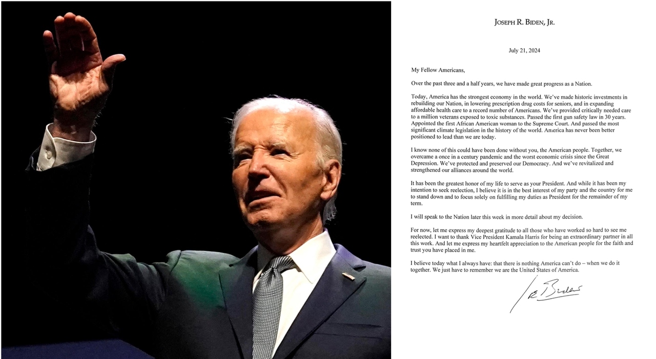 Biden si ritira dalla corsa per la Casa Bianca, la lettera su X: «Lascio nell