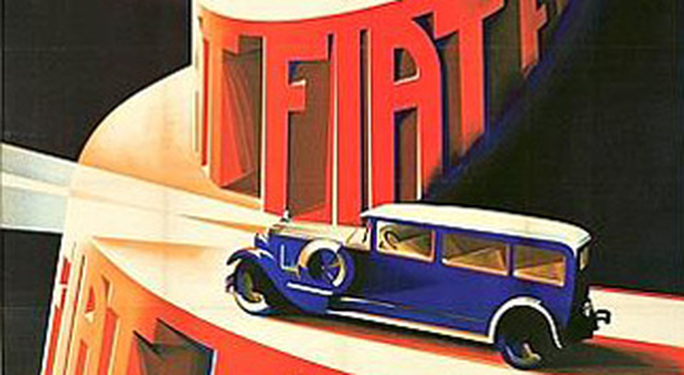 Un manifesto storico di una pubblità Fiat