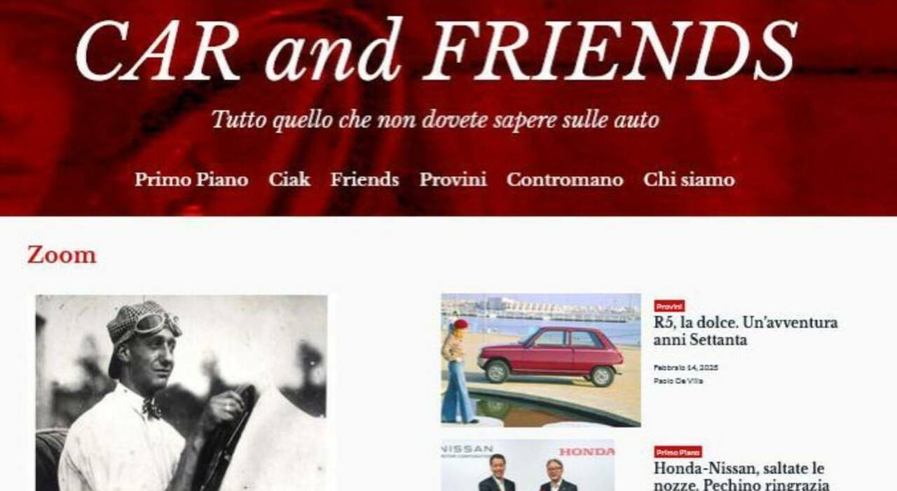 La home page del sito Car and Friends