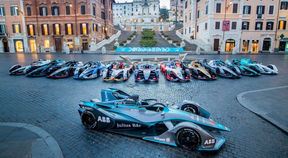 Le monoposto di Formula E a Piazza di spagna lo scorso anno