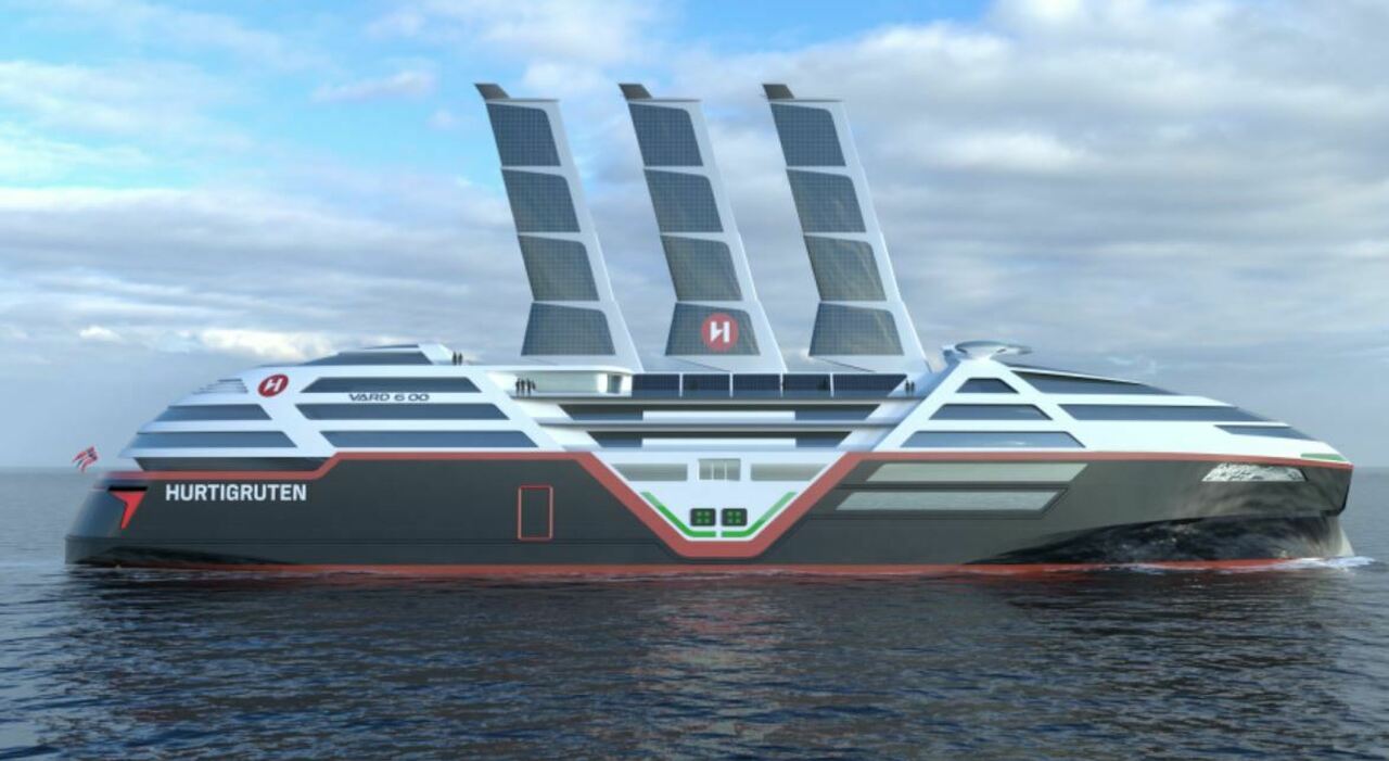 Sea Zero, la nave da crociera elettrica a zero emissioni equipaggiata con vele solari