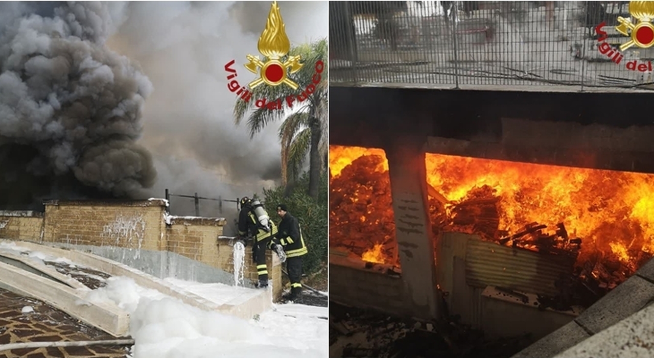 Fire in Mezzocammino, Rome: Flames from a Garage