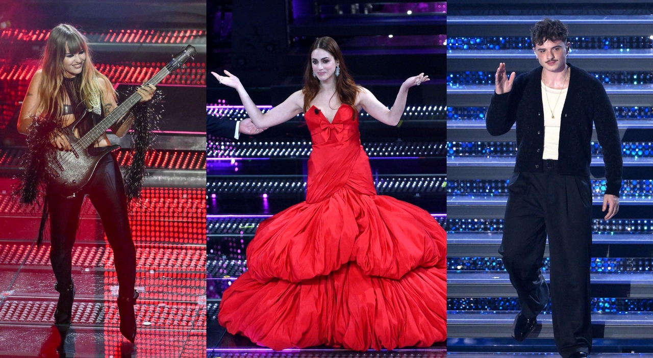 Sanremo 2025, pagelle look terza serata: Miriam Leone pacco regalo (5), Victoria rock puro (9), Elettra Lamborghini Hollywood (7)