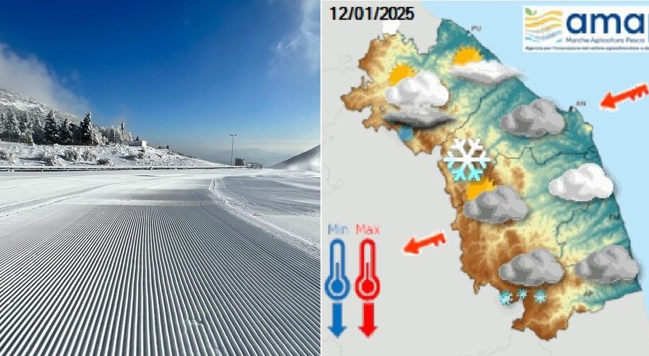 Week end di inverno vero: pioggia e freddo sulle Marche, cala la quota neve. Impianti aperti e chiusi: ecco dove si può sciare