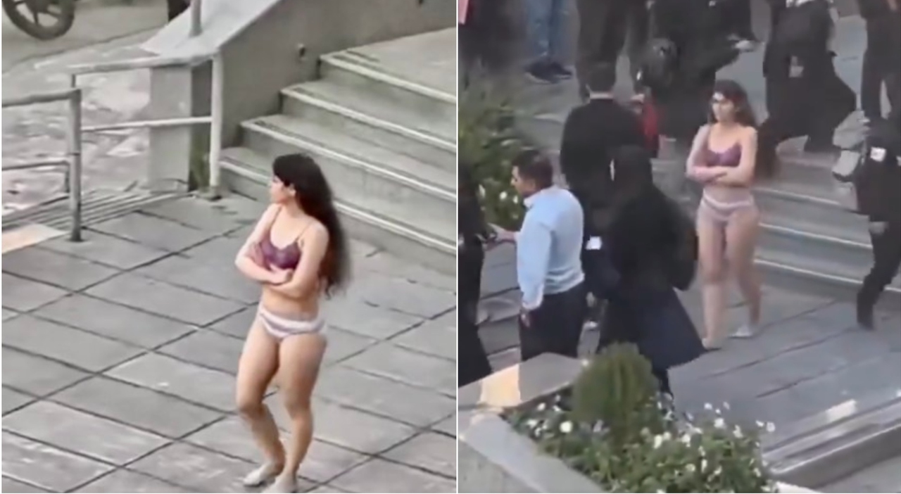 Iranian student strips off in protest against police and remains in underwear at university: arrested