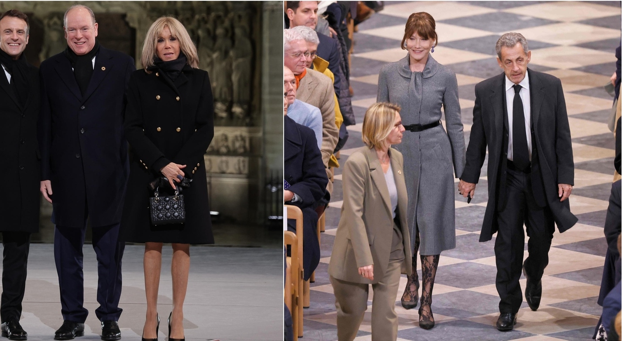 Notre Dame, i look della cerimonia di riapertura: Carla Bruni con i collant ricamati, Jill Biden e la sciarpa cerulea. Meloni in marrone