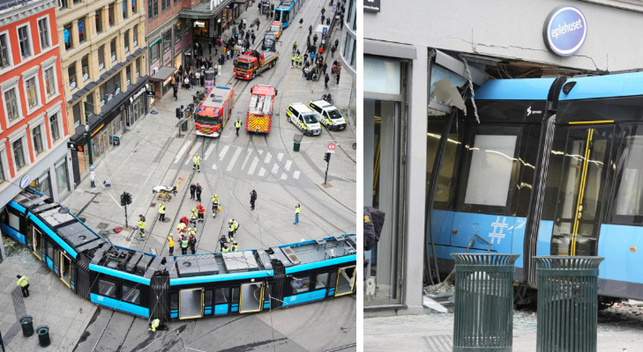 Tram deraglia e finisce dentro un negozio nel centro di Oslo: almeno quattro feriti